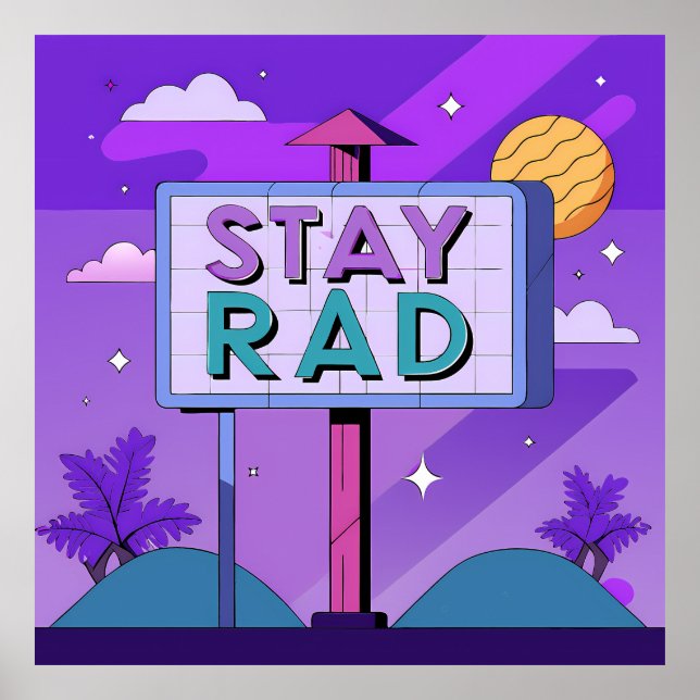 Póster "Stay Rad" Vaporwave Sunset Scene (Frente)