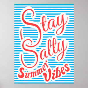 Póster Stay Salty, Summer Vibes, poster de verano, azul