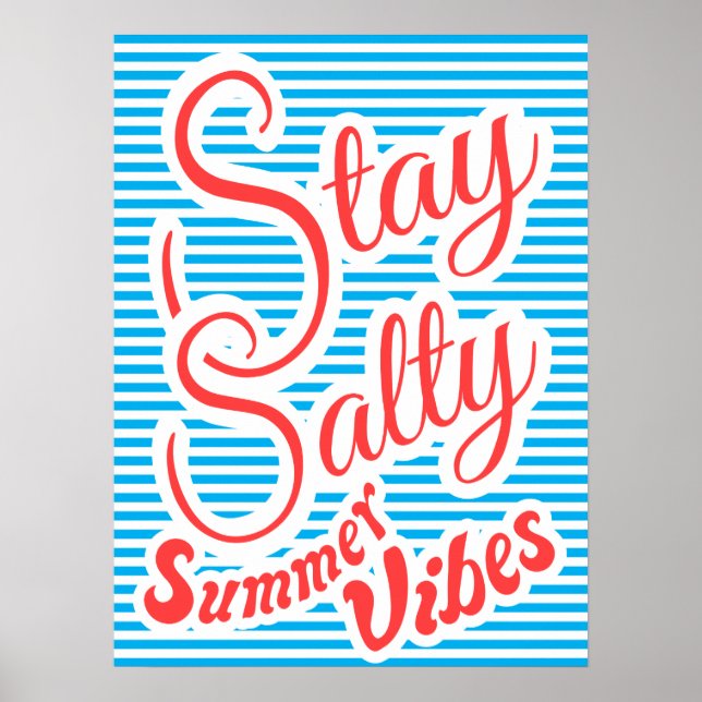 Póster Stay Salty, Summer Vibes, poster de verano, azul (Frente)