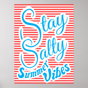 Póster Stay Salty, Summer Vibes, poster de verano, rojo