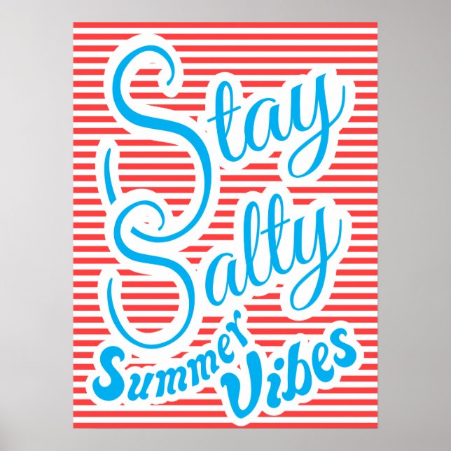 Póster Stay Salty, Summer Vibes, poster de verano, rojo (Frente)