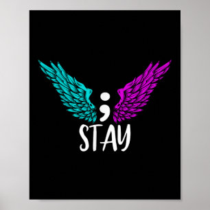 Póster Stay Semicolon Suicida Sensibilización sobre Salud