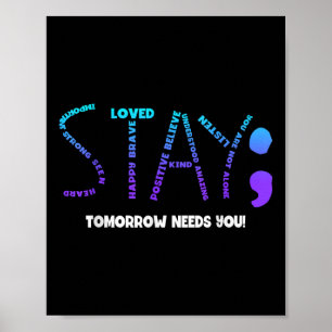 Póster Stay Tomorrow Necesita su prevención del suicidio