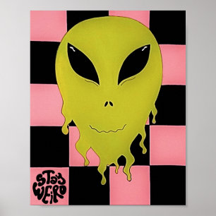 Póster Stay Weird Trippy Alien Wall Art
