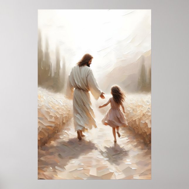 Póster Stay With me Jesus and Children Jesus and Girl (Frente)