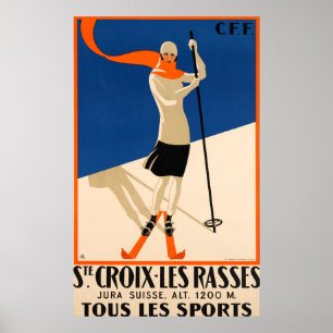 Póster Ste Croix Et Les Rasses Viaje Suizo Vintage