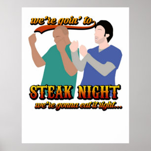 Póster Steack Night Scrubs Tv Series Jd Turk Tv Show Grap