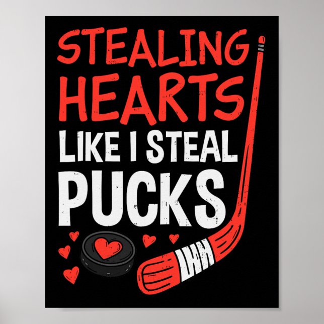 Póster Stealing Hearts Stealing Pucks Hockey Valentines D (Frente)