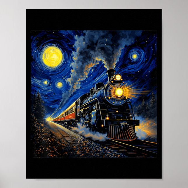 Póster Steam Train Graphic For Men Boys Locomotive  (Frente)