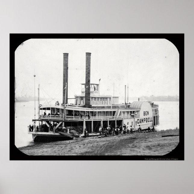 Póster Steamboat Ben Campbell Daguerreotype 1852 (Frente)
