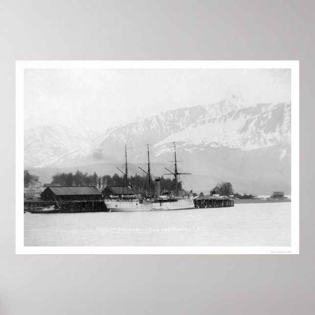 Póster Steamer Docked en Seward, Alaska 1916 (Frente)