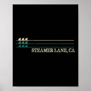 Póster Steamer Lane California Break Surfing Ola Retro 