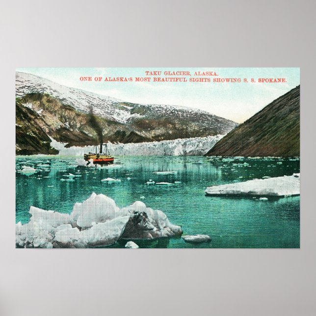 Póster Steamer Spokane pasa por glaciar (Frente)