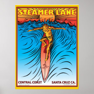 PÓSTER STEAMERLANE SURF SANTA CRUZ