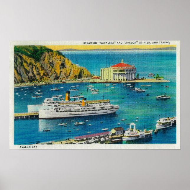 Póster Steamers Catalina y Avalon en Pier y Casino (Frente)