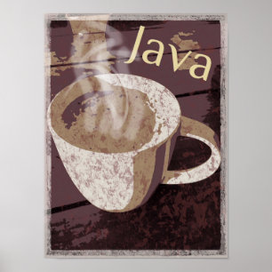 Póster Steaming Rustic Java Mug