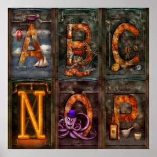 Póster Steampunk - Alfabeto - Alfabeto completo