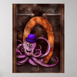 Póster Steampunk - Alphabet - O es para Octopus