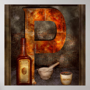 Póster Steampunk - Alphabet - P es para Farmacia