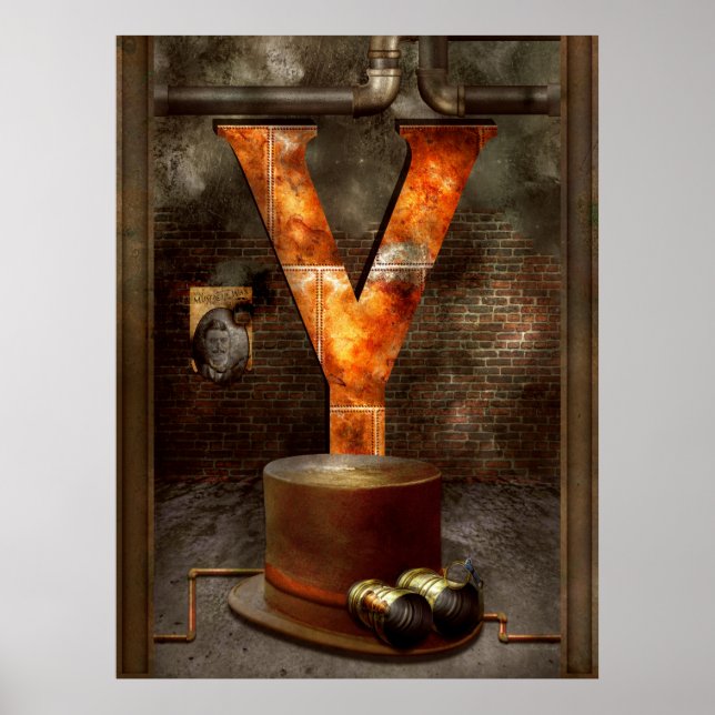 Póster Steampunk - Alphabet - Y es para gafas amarillas (Frente)