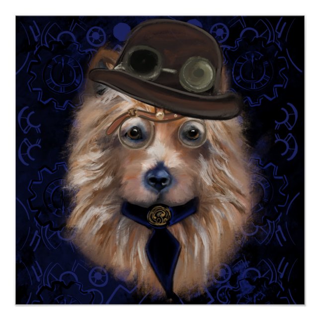 PÓSTER STEAMPUNK AUSTRALIAN TERRIER (Anverso)