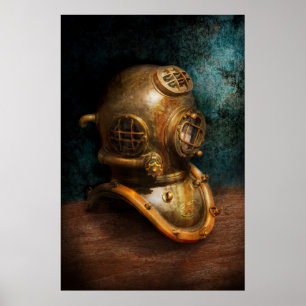 Póster Steampunk - Buceo - El casco de buceo