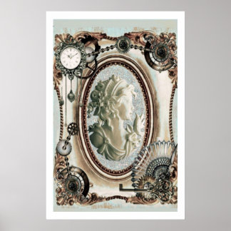 Póster Steampunk Cameo Blue Poster