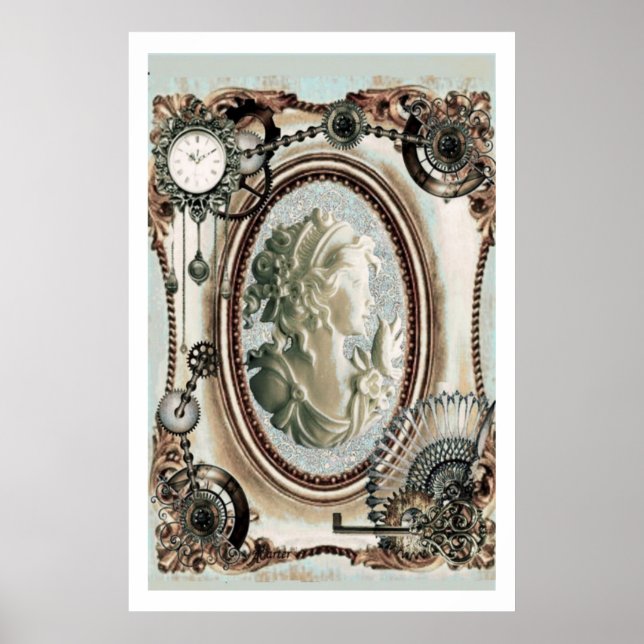 Póster Steampunk Cameo Blue Poster (Frente)