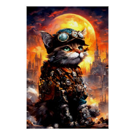 Póster Steampunk Cat II
