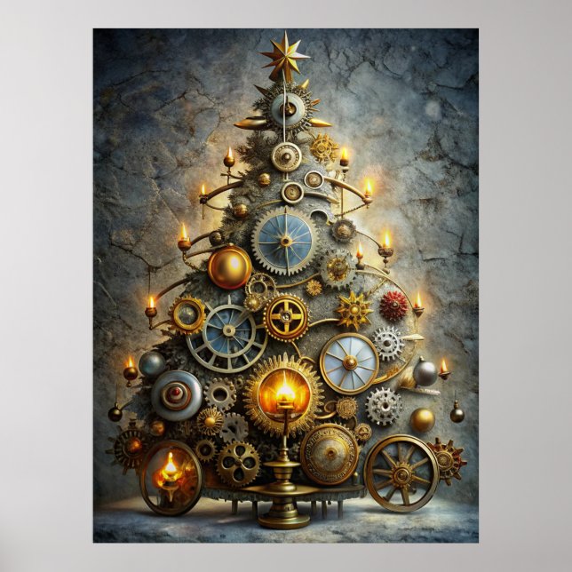 Póster Steampunk Christmas Tree Poster (Frente)