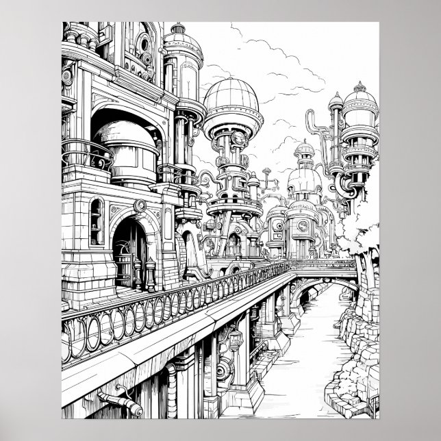 Póster Steampunk City Coloring Poster (Frente)