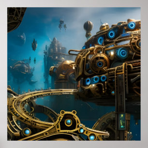 Póster Steampunk Ciudad perdida de Atlantis