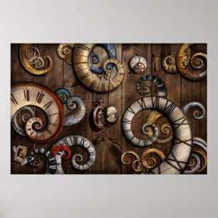 Póster Steampunk - Clock - Time machine