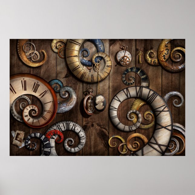 Póster Steampunk - Clock - Time machine (Frente)