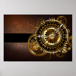 Póster Steampunk clock with antique gears