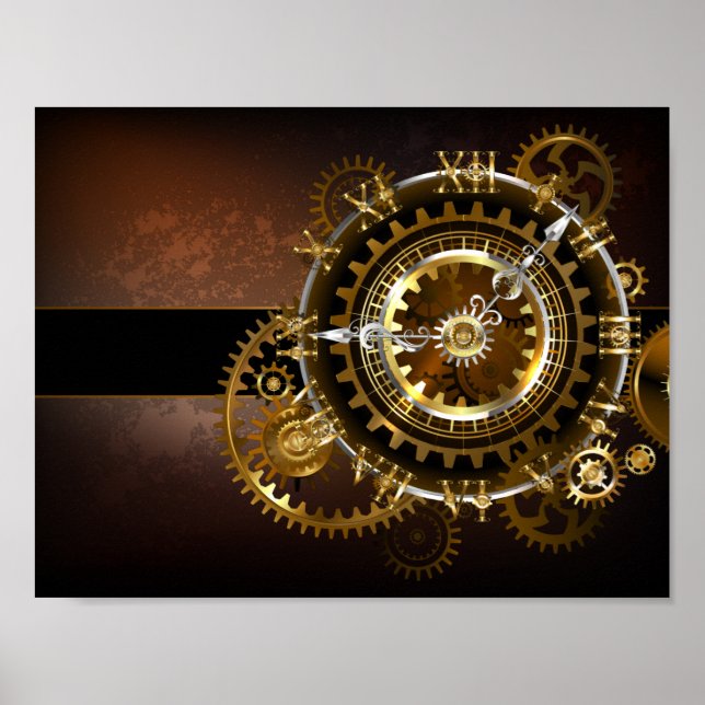 Póster Steampunk clock with antique gears (Frente)