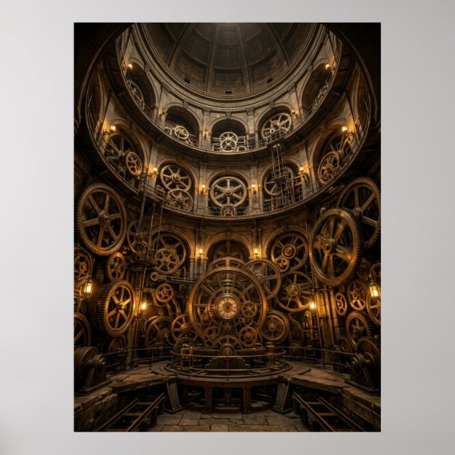 Póster Steampunk Clockwork Machine Hall (Frente)