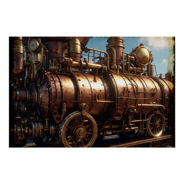 Póster Steampunk Copper Steam Train (Anverso)