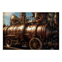 Póster Steampunk Copper Steam Train