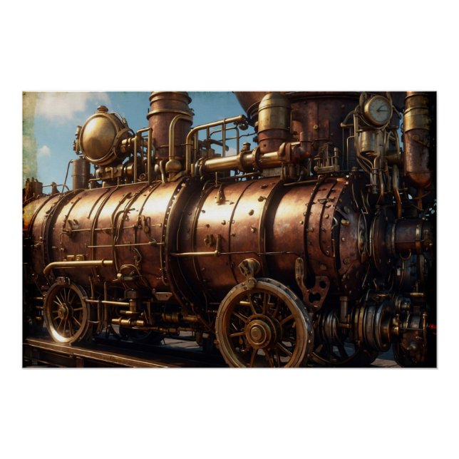 Póster Steampunk Copper Steam Train (Anverso)