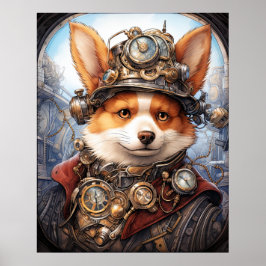 PÓSTER STEAMPUNK CORGI