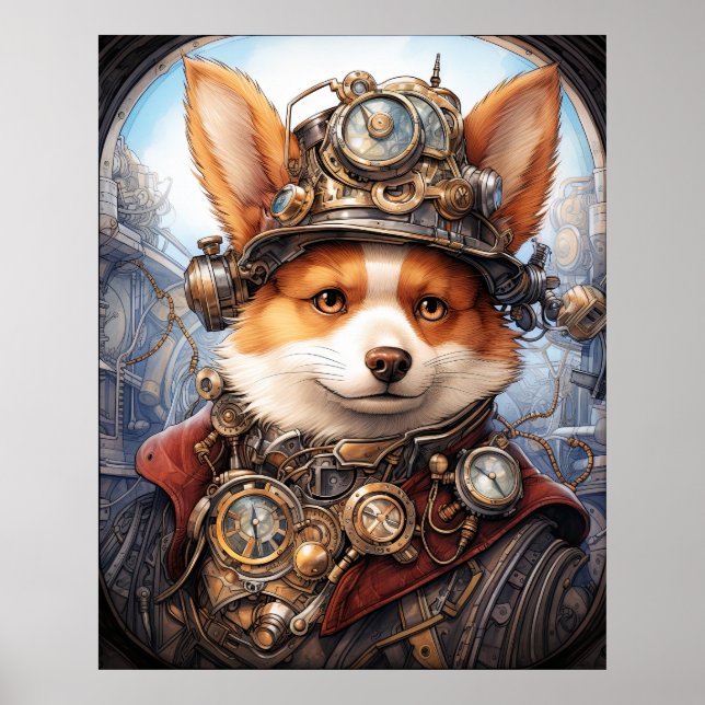PÓSTER STEAMPUNK CORGI (Frente)