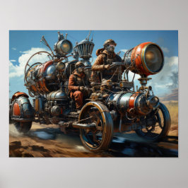 Póster Steampunk Cross Country Car Race