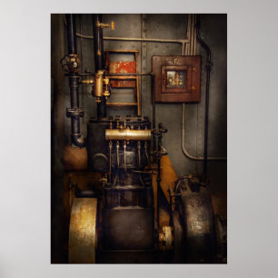 Póster Steampunk - De vuelta en la sala del motor