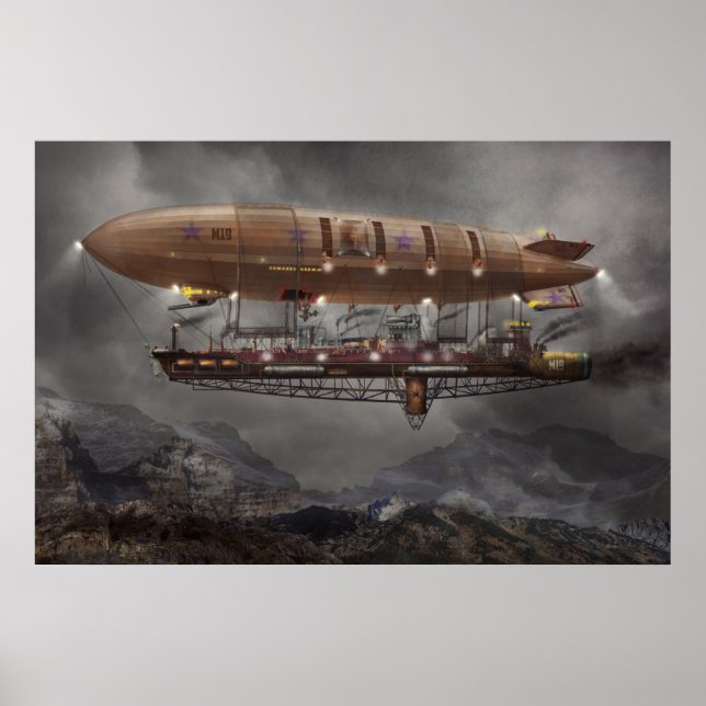 Póster Steampunk - Dirigible - Aeronave Maximus (Frente)
