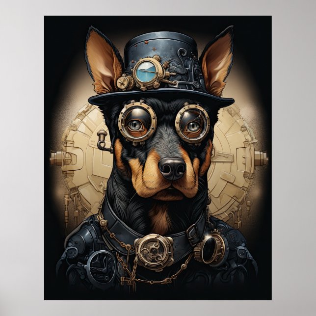 PÓSTER STEAMPUNK DOBERMAN (Frente)