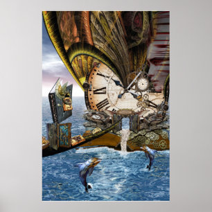 Póster Steampunk dragon story book