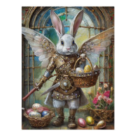 Póster Steampunk Easter Bunny Warrior Angel