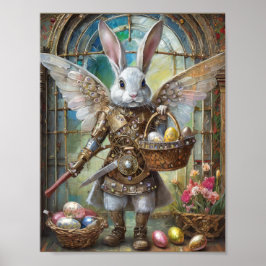 Póster Steampunk Easter Bunny Warrior Angel