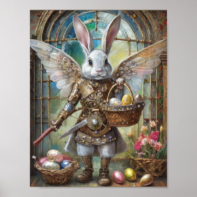 Póster Steampunk Easter Bunny Warrior Angel (Frente)